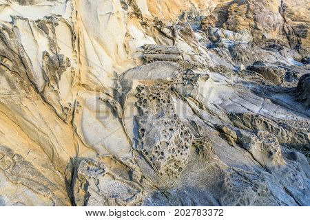 Tafoni Rock Formations in Coastal California. Bean Hollow State Beach, Pescadero, San Mateo County, California, USA.
