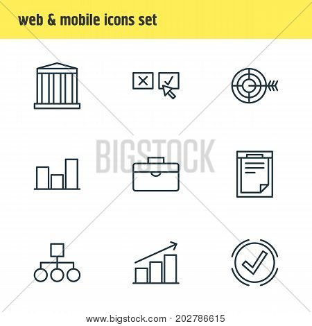 Editable Pack Of Recision, File, Scheme And Other Elements.  Vector Illustration Of 9 Management Icons.