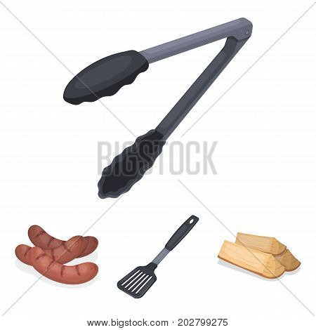 Blade kitchen, firewood, sausages and other for barbecue.BBQ set collection icons in cartoon style vector symbol stock illustration .