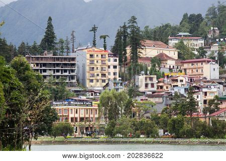 SA PA, VIETNAM - AUGUST 2017: Sa Pa town, the high mountains, Lao Cai province, Vietnam