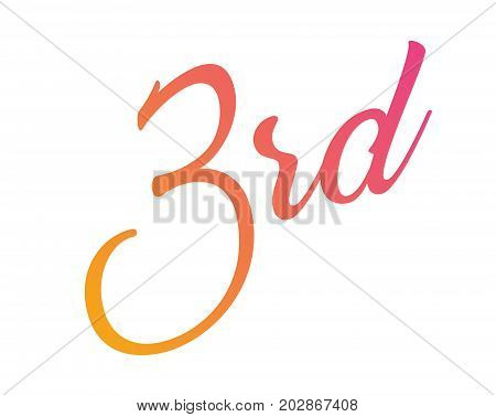 Gradient Pink To Orange Isolated Hand Writing Word Third