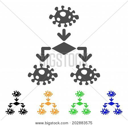 Epidemic Growth Scheme vector pictograph. Style is a flat graphic symbol in gray, black, yellow, blue, green color variants. Designed for web and mobile apps.