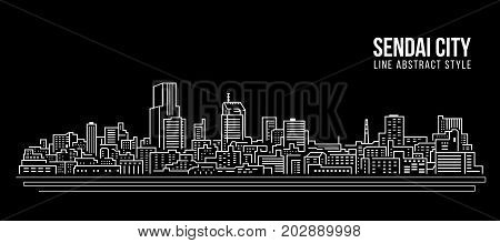 Cityscape Building Line art Vector Illustration design - Sendai city
