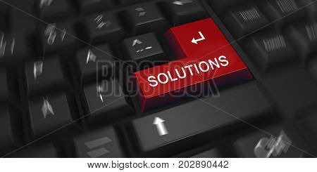 Black keyboard with red button with SOLUTIONS