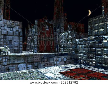 Alien City - fantasy urban structures 3d rendering