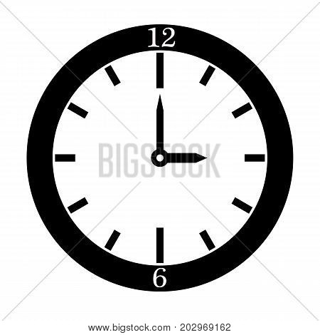 Vector flat office clock with arrows. Black and white illustration.