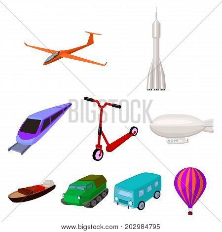 Set of pictures about types of transport. Transportation of people, cargo. Ground, underwater, air transport. Transport icon in set collection on cartoon style vector symbol stock web illustration.