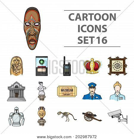 Museum set icons in cartoon style. Big collection of museum vector symbol stock
