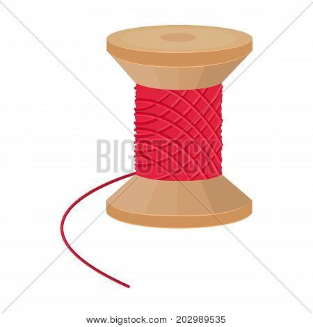 The wooden coil of thread for sewing. Sewing and equipment single icon in cartoon style vector symbol stock illustration .