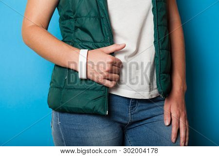 Event Bracelet Blank, White Paper Concert Ticket Mockup. Wristband Activity Accessory. 
Branding Wri