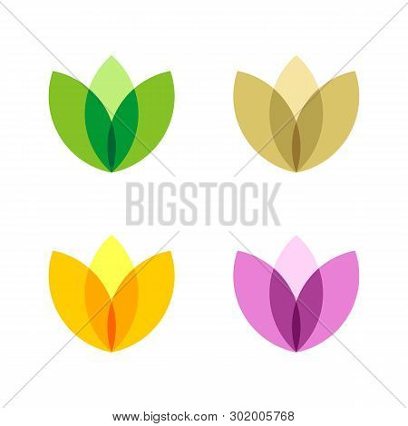 Set Colorful Ornamental Flower Vector Logo Template