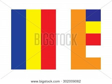 Buddhist Flag Image.buddhist Flag On White Background Drawing By Illustration