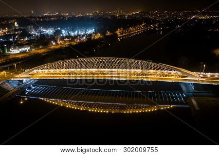 The Troja Bridge (2014) Is A Bowstring Arch Bridge In Prague That Crosses The Vltava River. It Opene