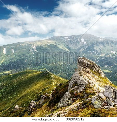 Breathtaking Athmospheric Landscape. Majestic Mountains In Summer Day.