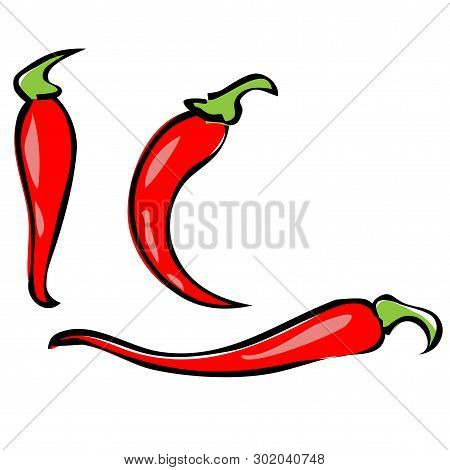 Chilli Pepper Isolated On White Background. Chili Chile Pepper Fruit Of Plants From The Genus Capsic