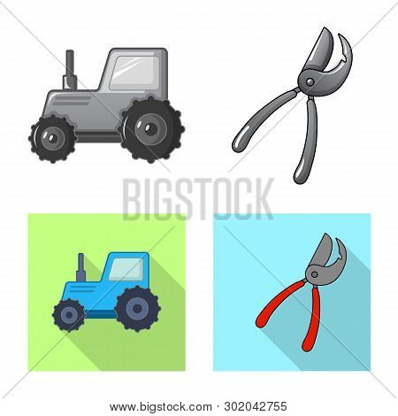 Vector Design Of Farm And Agriculture Icon. Set Of Farm And Plant Vector Icon For Stock.