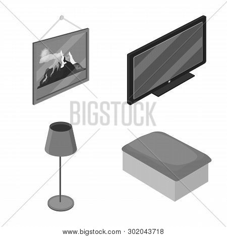 Vector Design Of Bedroom And Room Icon. Set Of Bedroom And Furniture Stock Symbol For Web.