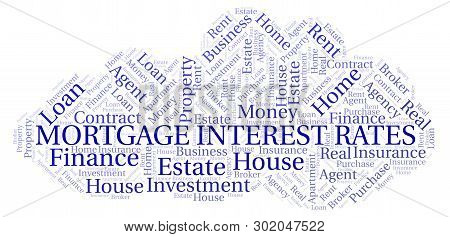 Mortgage Interest Rates Word Cloud. Wordcloud Made With Text Only.