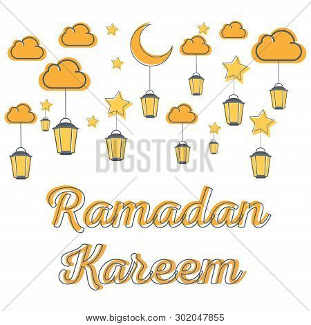 Ramadan Careem Candle Mubarak Vector Illustration Design Minmalist