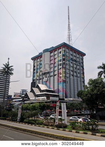 Jakarta, Indonesia - April 17, 2019: Background Of Tall Buildings On Jalan Thamrin Thamrin Street.