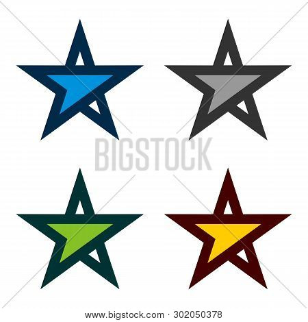 Set Forward Arrow Star Logo Template Vector Design