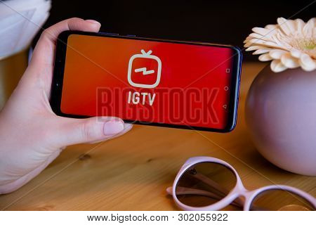 Tula, Russia - March 25, 2019: Igtv On Phone Display.