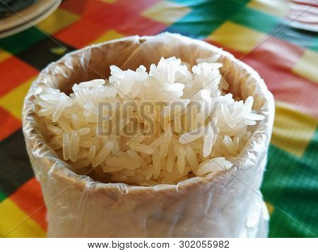 Sticky Rice Is Packed In Kratib. Which Is Woven From Bamboo Into A Cylinder To Store Heat And Carry 