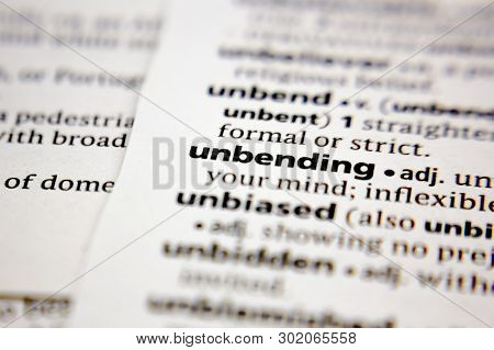 Word Or Phrase Unbending In A Dictionary.