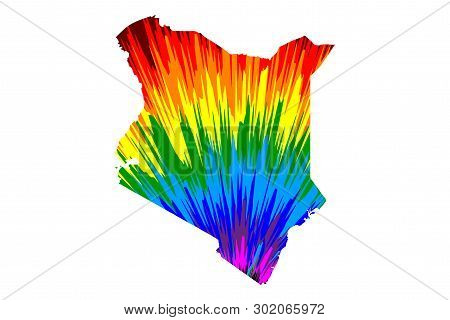 Kenya - Map Is Designed Rainbow Abstract Colorful Pattern, Republic Of Kenya Map Made Of Color Explo