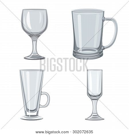 Vector Illustration Of Dishes And Container Icon. Set Of Dishes And Glassware Vector Icon For Stock.