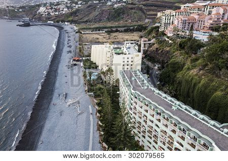 Madeira. The First Coastal Line Occupied By The Buildings Of Hotels. The View From The Top.