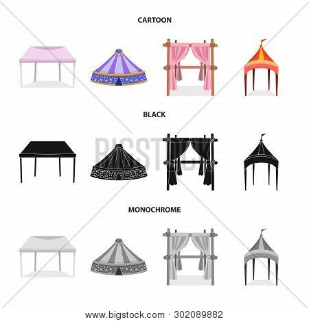 Vector Illustration Of Roof And Folding Sign. Collection Of Roof And Architecture Stock Vector Illus