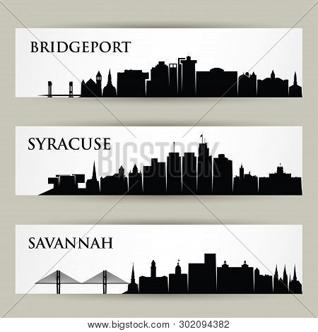 United States Of America Cities Skylines - Usa, Bridgeport, Connecticat, Savannah, Georgia Syracuse,