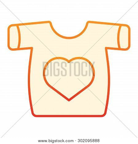 T-shirt With Heart Flat Icon. Clothes Orange Icons In Trendy Flat Style. Secondhand Gradient Style D