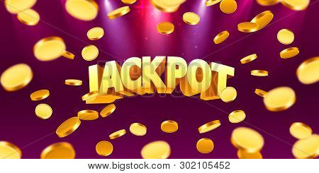 Jackpot In The Form Of Gold Coins. Isolated On Red Background. Vector