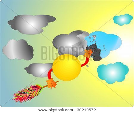vector de sol y cielo