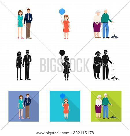 Vector Design Of Character And Avatar  Logo. Set Of Character And Portrait Stock Vector Illustration
