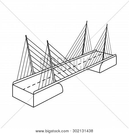 Vector Design Of Bridge And Construction Sign. Collection Of Bridge And Suspended  Vector Icon For S