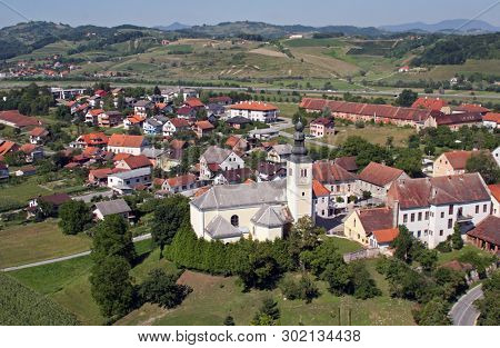 ZACRETJE, CROATIA - JULY 06: Parish Church of the Holy Cross in Zacretje, Croatia on July 06, 2007.
