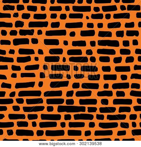 Abstract Seamless Pattern. Brick Wall Texture. Hand Drawn With A Brush.