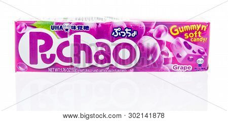Winneconne, Wi - 16 May 2019 : A Package Of Uha Mikakuto Puchao Candy On An Isolated Background