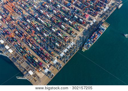 Kwai Chung, Hong Kong 12 February 2019:  Kwai Chung Cargo Terminal in Hong Kong