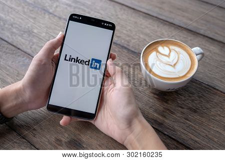 Chiang Mai, Thailand - May 11 2019 : Oneplus 6 With Linkedin Application On The Screen. Linkedin Is 