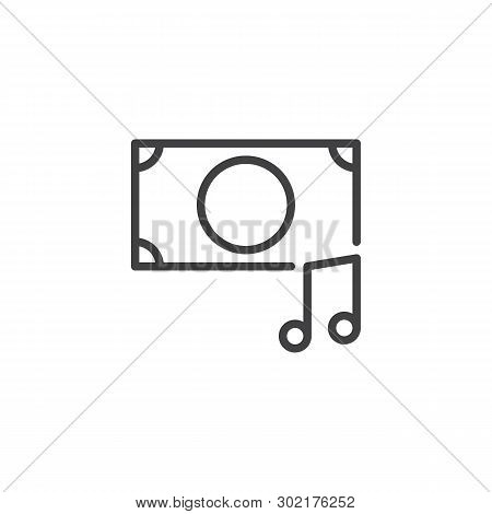 Online Music Store Line Icon. Linear Style Sign For Mobile Concept And Web Design. Musical Note And 