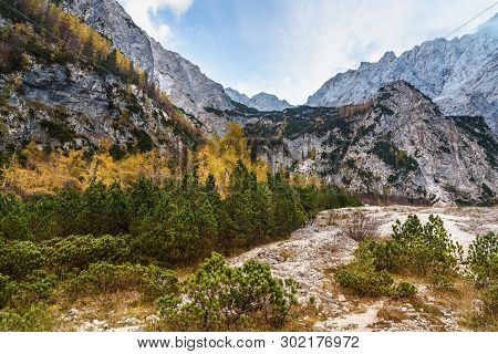 View Of Mount Skuta In Autumn. Northern Slovenia