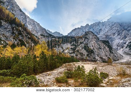 View Of Mount Skuta In Autumn. Northern Slovenia