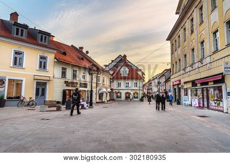 Kranj, Slovenia - October 25, 2018: On The Street Of Old Town Kranj In Slovenia