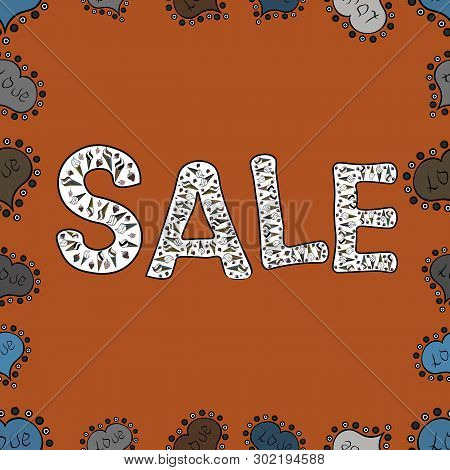 Picture In White, Orange And Black Colors. Seamless Pattern. Vector Illustration. Summer Sale Banner