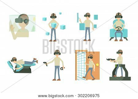 Man 3d Game Icon Set. Cartoon Set Of Man 3d Game Icons For Web Design Isolated On White Background