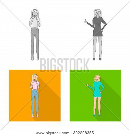 Vector Illustration Of Posture And Mood Sign. Collection Of Posture And Female Stock Vector Illustra